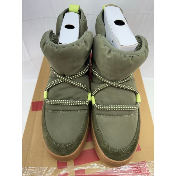 FitFlop F-Mode Womens 8.5 Water Resistant Fleece Lined Winter Ankle Boots Green - Picture 2 of 14